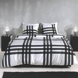 Zohome Dekbedovertrek Mendel - Bedlinnen met Patchwork print - 200x220 - Wit - Dekbedhoes van 100% Katoen-Flanel