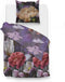 Zohome Dekbedovertrek Mischa - Bedlinnen met Bloemen print - 200x220 - Paars - Dekbedhoes van 100% Katoen