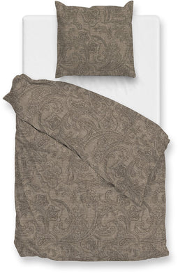 Zohome Dekbedovertrek Paisley-di-Lino - Abstract Bedlinnen - 140x220 - Taupe - Dekbedhoes van 100% Katoen