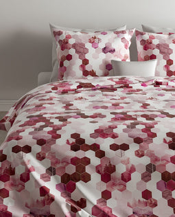 Zohome Dekbedovertrek Pax - Bedlinnen met Ornamenten print - 140x220 - Roze - Dekbedhoes van 100% Katoen-Satijn
