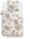 Zohome Dekbedovertrek Pelia - Bedlinnen met Bloemen print - 240x220 - Natural - Dekbedhoes van 100% Katoen-Flanel