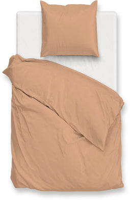 Zohome Dekbedovertrek Percalle - Effen Bedlinnen - 140x220 - Beige - Dekbedhoes van 100% Katoen-Perkal