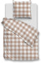 Zohome Dekbedovertrek Quattro-di-Lino - Bedlinnen met Ruiten - 140x220 - Beige - Dekbedhoes van 100% Katoen