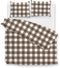 Zohome Dekbedovertrek Quattro-di-Lino - Bedlinnen met Ruiten - 140x220 - Taupe - Dekbedhoes van 100% Katoen
