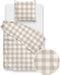 Zohome Dekbedovertrek Quattro-di-Lino - Bedlinnen met Ruiten - 140x220 - Beige - Dekbedhoes van 100% Katoen