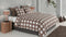 Zohome Dekbedovertrek Quattro-di-Lino - Bedlinnen met Ruiten - 200x220 - Taupe - Dekbedhoes van 100% Katoen