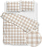 Zohome Dekbedovertrek Quattro-di-Lino - Bedlinnen met Ruiten - 200x220 - Beige - Dekbedhoes van 100% Katoen