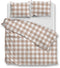 Zohome Dekbedovertrek Quattro-di-Lino - Bedlinnen met Ruiten - 240x220 - Beige - Dekbedhoes van 100% Katoen