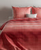 Zohome Dekbedovertrek Rooney - Bedlinnen met Strepen print - 140x220 - Rood - Dekbedhoes van 100% Katoen