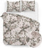 Zohome Dekbedovertrek Ruffina - Bedlinnen met Bladeren print - 200x220 - Taupe - Dekbedhoes van 100% Katoen