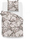 Zohome Dekbedovertrek Ruffina - Bedlinnen met Bladeren print - 260x220 - Taupe - Dekbedhoes van 100% Katoen