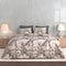 Zohome Dekbedovertrek Ruffina - Bedlinnen met Bladeren print - 260x220 - Taupe - Dekbedhoes van 100% Katoen