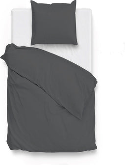 Zohome Dekbedovertrek Satinado - Effen Bedlinnen - 140x220 - Antraciet - Dekbedhoes van 100% Katoen-Satijn