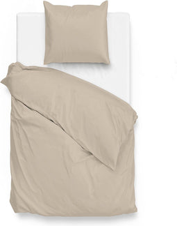 Zohome Dekbedovertrek Satinado - Effen Bedlinnen - 140x220 - Beige - Dekbedhoes van 100% Katoen-Satijn