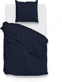 Zohome Dekbedovertrek Satinado - Effen Bedlinnen - 140x220 - Blauw - Dekbedhoes van 100% Katoen-Satijn