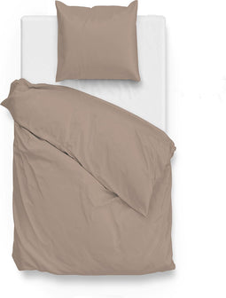 Zohome Dekbedovertrek Satinado - Effen Bedlinnen - 140x220 - Bruin - Dekbedhoes van 100% Katoen-Satijn