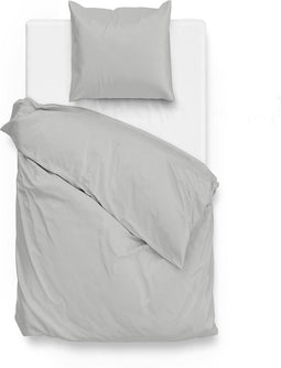 Zohome Dekbedovertrek Satinado - Effen Bedlinnen - 140x220 - Grijs - Dekbedhoes van 100% Katoen-Satijn