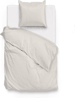 Zohome Dekbedovertrek Satinado - Effen Bedlinnen - 140x220 - Off-White - Dekbedhoes van 100% Katoen-Satijn