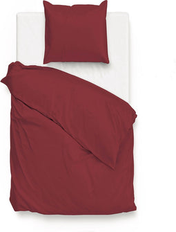 Zohome Dekbedovertrek Satinado - Effen Bedlinnen - 140x220 - Rood - Dekbedhoes van 100% Katoen-Satijn