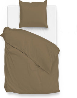 Zohome Dekbedovertrek Satinado - Effen Bedlinnen - 140x220 - Taupe - Dekbedhoes van 100% Katoen-Satijn