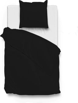 Zohome Dekbedovertrek Satinado - Effen Bedlinnen - 140x220 - Zwart - Dekbedhoes van 100% Katoen-Satijn