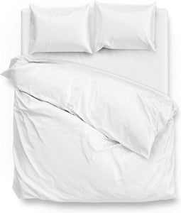 Zohome Dekbedovertrek Satinado - Effen Bedlinnen - 200x220 - Wit - Dekbedhoes van 100% Katoen-Satijn