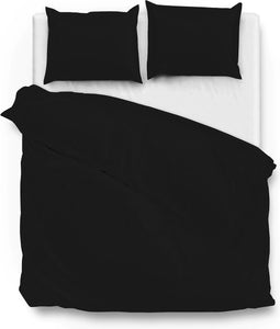 Zohome Dekbedovertrek Satinado - Effen Bedlinnen - 200x220 - Zwart - Dekbedhoes van 100% Katoen-Satijn