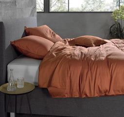 Zohome Dekbedovertrek Satinado - Effen Bedlinnen - 240x220 - Oranje - Dekbedhoes van 100% Katoen-Satijn