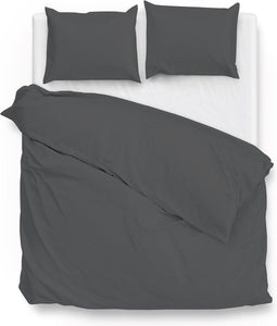 Zohome Dekbedovertrek Satinado - Effen Bedlinnen - 260x220 - Antraciet - Dekbedhoes van 100% Katoen-Satijn