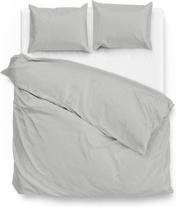 Zohome Dekbedovertrek Satinado - Effen Bedlinnen - 260x220 - Grijs - Dekbedhoes van 100% Katoen-Satijn