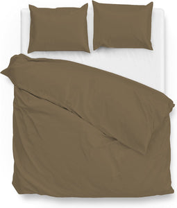 Zohome Dekbedovertrek Satinado - Effen Bedlinnen - 260x220 - Taupe - Dekbedhoes van 100% Katoen-Satijn