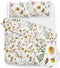 Zohome Dekbedovertrek Shae - Bedlinnen met Bloemen print - 140x220 - Wit - Dekbedhoes van 100% Katoen-Flanel