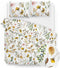 Zohome Dekbedovertrek Shae - Bedlinnen met Bloemen print - 200x220 - Wit - Dekbedhoes van 100% Katoen-Flanel