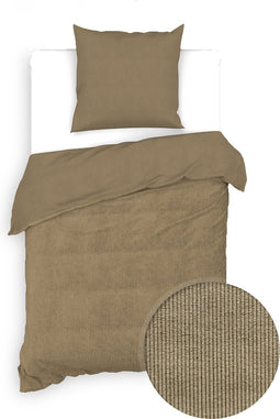 Zohome Dekbedovertrek Velluto-a-Coste - Effen Bedlinnen - 140x220 - Goud - Dekbedhoes van Polyester / Katoen
