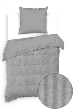 Zohome Dekbedovertrek Velluto-a-Coste - Effen Bedlinnen - 140x220 - Grijs - Dekbedhoes van Polyester / Katoen