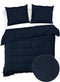 Zohome Dekbedovertrek Velluto-a-Coste - Effen Bedlinnen - 140x220 - Blauw - Dekbedhoes van Polyester / Katoen