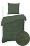 Zohome Dekbedovertrek Velluto-a-Coste - Effen Bedlinnen - 200x220 - Groen - Dekbedhoes van Polyester / Katoen