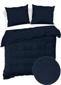 Zohome Dekbedovertrek Velluto-a-Coste - Effen Bedlinnen - 240x220 - Blauw - Dekbedhoes van Polyester / Katoen