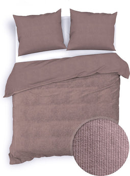 Zohome Dekbedovertrek Velluto-a-Coste - Effen Bedlinnen - 260x220 - Roze - Dekbedhoes van Polyester / Katoen