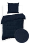 Zohome Dekbedovertrek Velluto-a-Coste - Effen Bedlinnen - 260x220 - Blauw - Dekbedhoes van Polyester / Katoen
