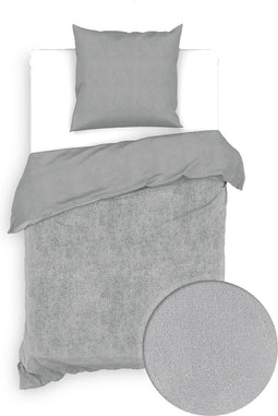 Zohome Dekbedovertrek Velluto - Effen Bedlinnen - 140x220 - Grijs - Dekbedhoes van Polyester / Katoen