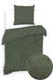 Zohome Dekbedovertrek Velluto - Effen Bedlinnen - 140x220 - Groen - Dekbedhoes van Polyester / Katoen
