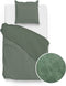Zohome Dekbedovertrek Velluto - Effen Bedlinnen - 140x220 - Groen - Dekbedhoes van Polyester / Katoen
