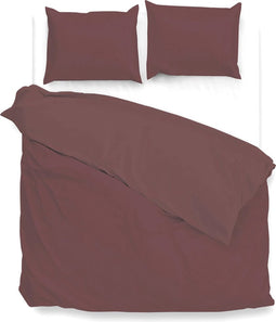 Zohome Dekbedovertrek Velluto - Effen Bedlinnen - 140x220 - Rood - Dekbedhoes van Polyester / Katoen