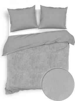 Zohome Dekbedovertrek Velluto - Effen Bedlinnen - 200x220 - Grijs - Dekbedhoes van Polyester / Katoen