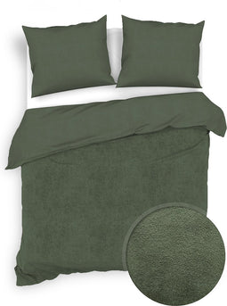 Zohome Dekbedovertrek Velluto - Effen Bedlinnen - 200x220 - Groen - Dekbedhoes van Polyester / Katoen