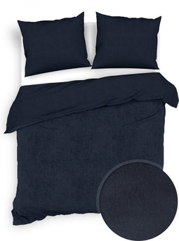 Zohome Dekbedovertrek Velluto - Effen Bedlinnen - 260x220 - Blauw - Dekbedhoes van Polyester / Katoen