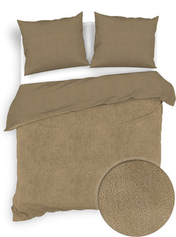 Zohome Dekbedovertrek Velluto - Effen Bedlinnen - 260x220 - Goud - Dekbedhoes van Polyester / Katoen