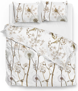 Zohome Dekbedovertrek Willa - Bedlinnen met Takken print - 240x220 - Wit - Dekbedhoes van 100% Katoen-Satijn
