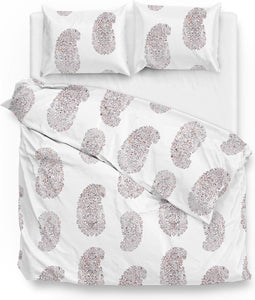 Zohome Dekbedovertrek Yael - Bedlinnen met Ornamenten print - 240x220 - Roze - Dekbedhoes van 100% Katoen-Satijn